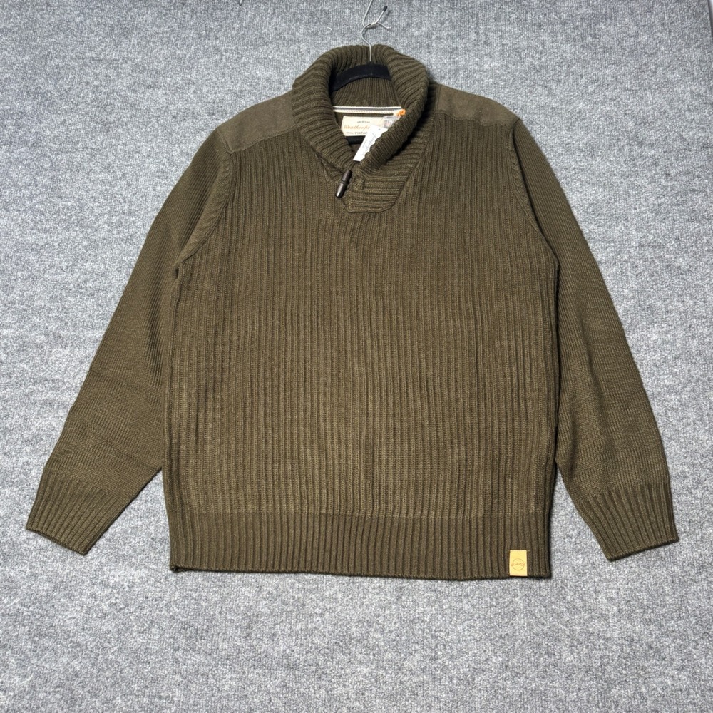 Weatherproof Vintage Mens XL Military Olive Shawl Collar Toggle Pullover Sweater